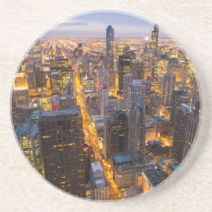 Downtown Chicago skyline at dusk Coaster