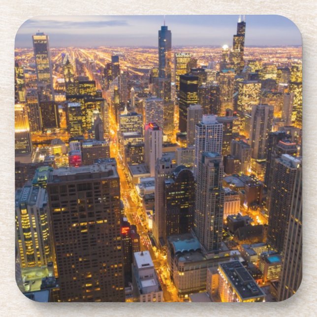 Downtown Chicago skyline at dusk Coaster (Front)