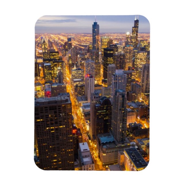 Downtown Chicago skyline at dusk Magnet (Vertical)