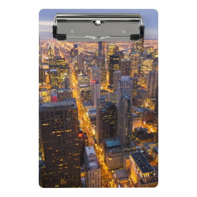 Downtown Chicago skyline at dusk Mini Clipboard (Front)