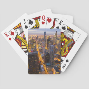 Downtown Chicago skyline at dusk Playing Cards