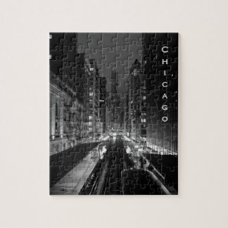 Downtown Chicago Vertical City Name Jigsaw Puzzle