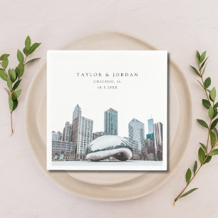 Downtown Chicago Wedding Paper Cocktail Napkin