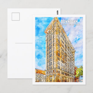Downtown Cincinnati Famous Travel Place Watercolor Postcard