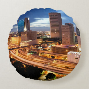 Downtown City View Round Cushion