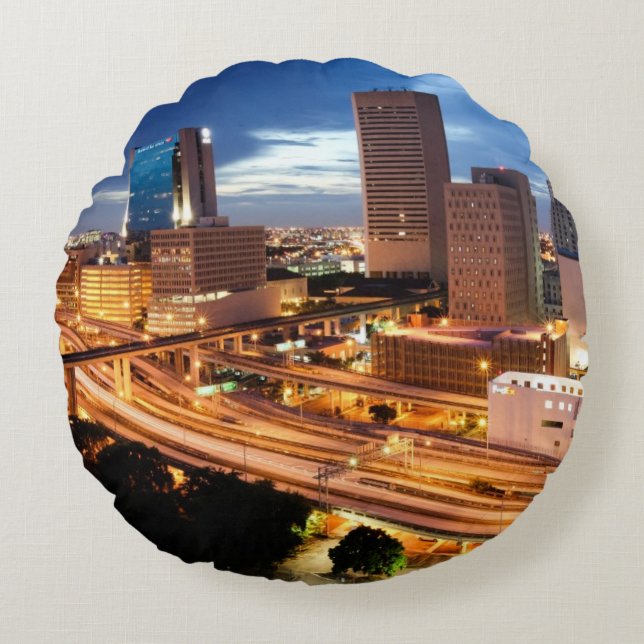 Downtown City View Round Cushion (Front)