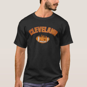 Downtown Cleveland City Skyline Football Fans Vint T-Shirt