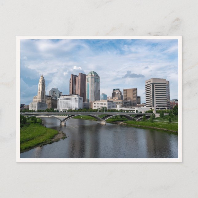 Downtown Columbus View from Main St Bridge Postcard (Front)