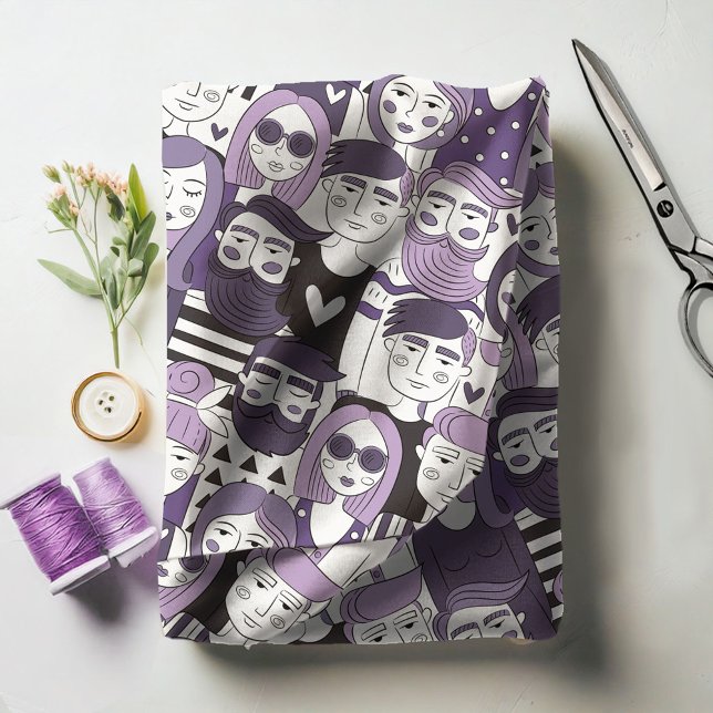 Downtown Crowd Faces Purple ID494 Fabric (Creator Uploaded)