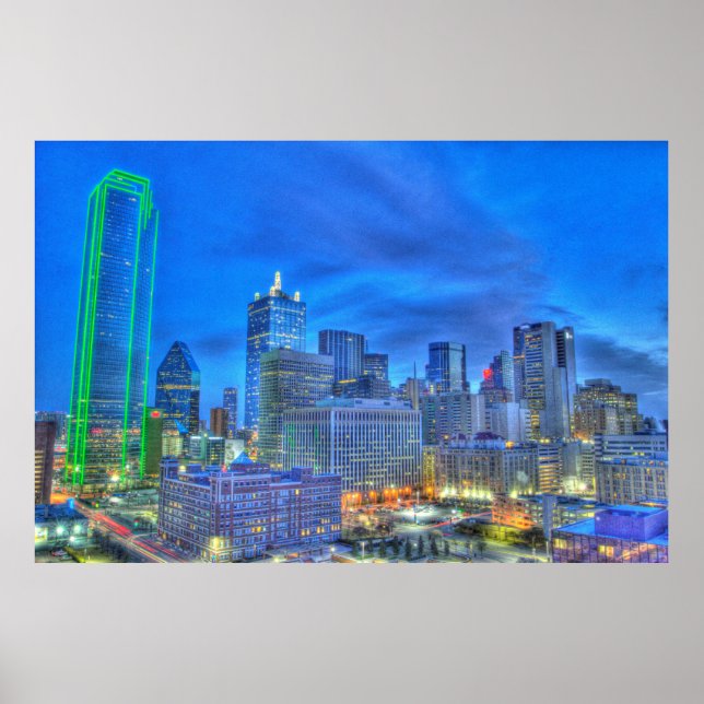 Downtown Dallas at night Poster (Front)