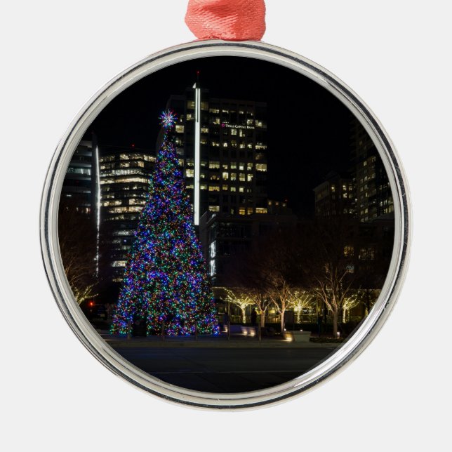 Downtown Dallas Christmas Metal Ornament (Front)