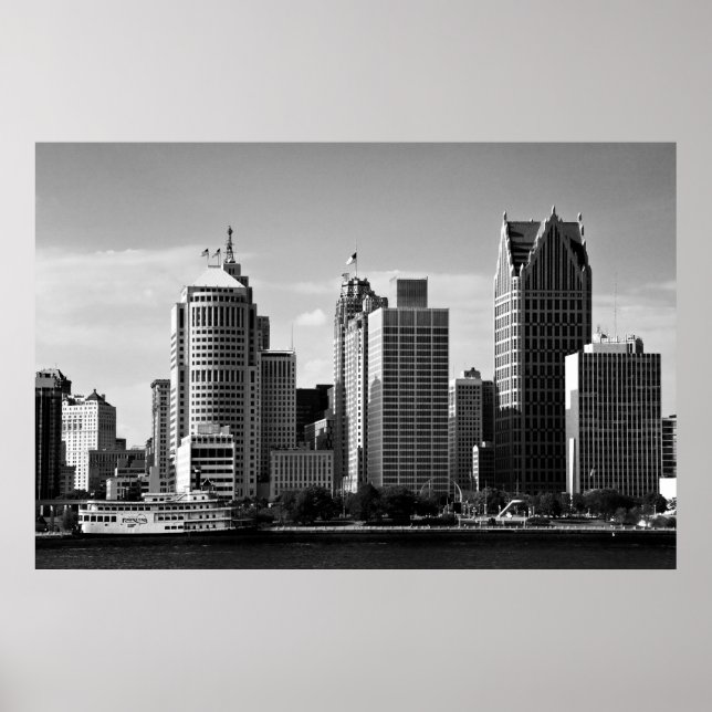 Downtown Detroit B/W Poster (Front)