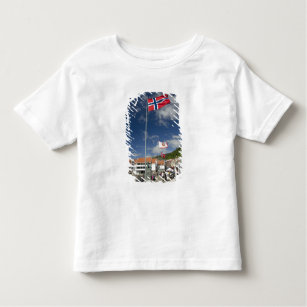 Downtown historic port area of Bergen wth flags Toddler T-Shirt