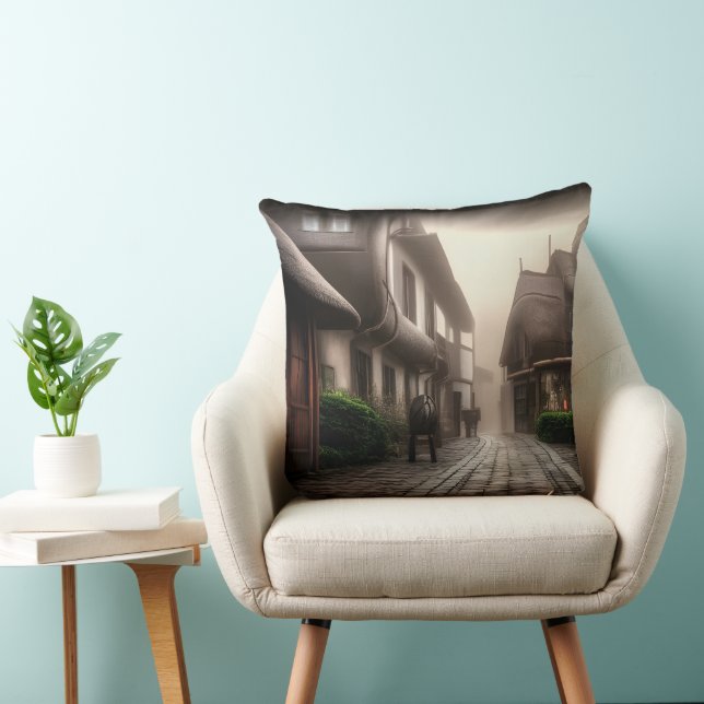 Downtown Hobbiton on a Foggy Day Cushion (Chair)