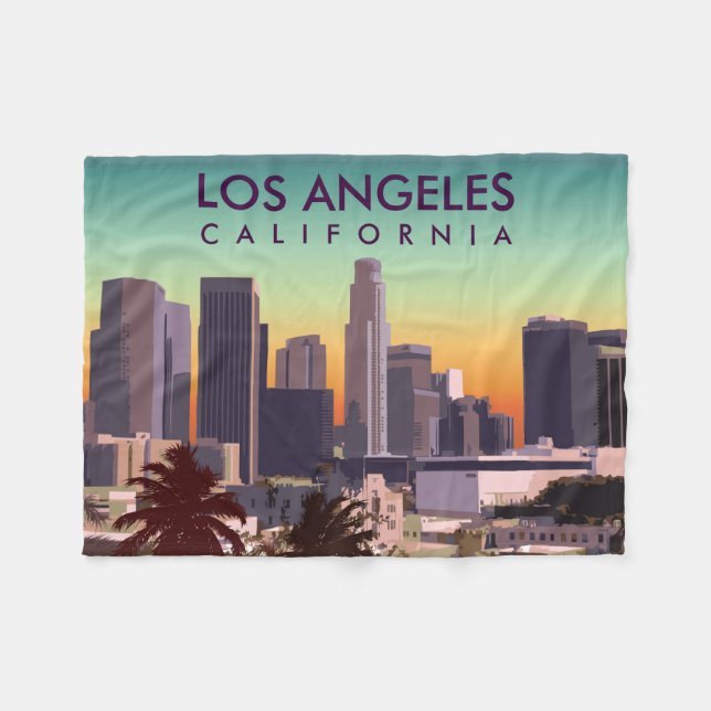 Downtown L.A. California Fleece Blanket (Front (Horizontal))