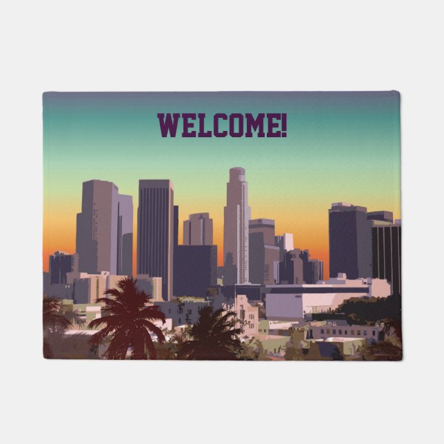 Downtown L.A. - Customisable Illustration Doormat (Front)