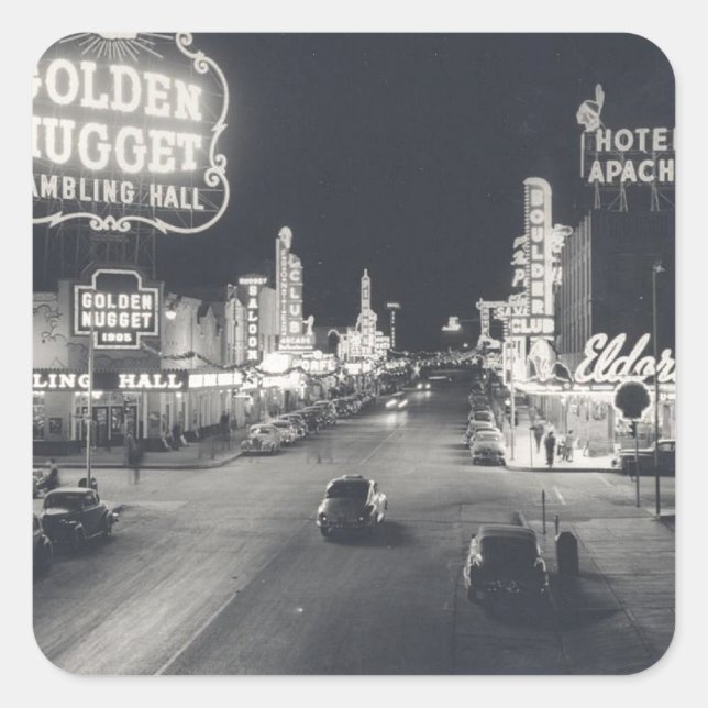 Downtown Las Vegas Retro Square Sticker (Front)