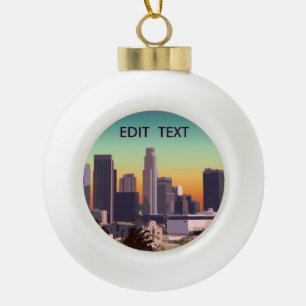 Downtown Los Angeles - Customisable Image Ceramic Ball Christmas Ornament
