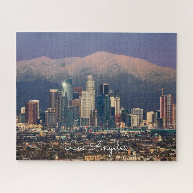 Downtown Los Angeles with Snow Capped Mountains Jigsaw Puzzle (Horizontal)