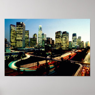 Downtown LosAngeles night Poster