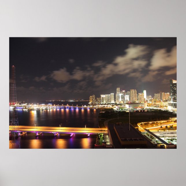 Downtown Miami by Night Poster (Front)