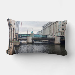 downtown milwaukee riverfront and architecture lumbar cushion