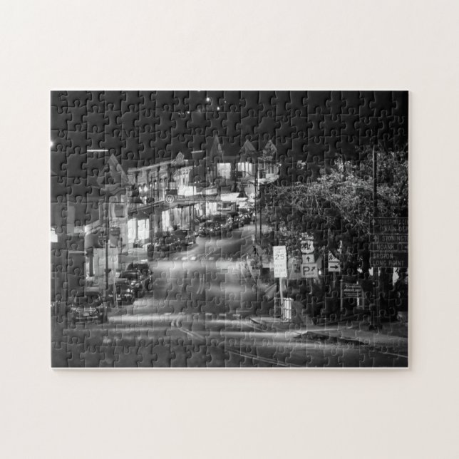 Downtown Mystic CT in Black and White Jigsaw Puzzle (Horizontal)