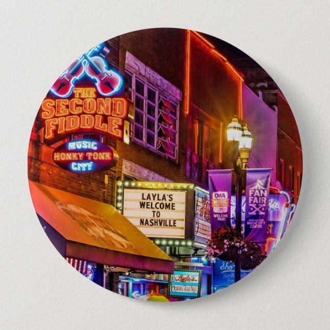 Downtown Nashville Tennessee Nightlife 10 Cm Round Badge (Front)