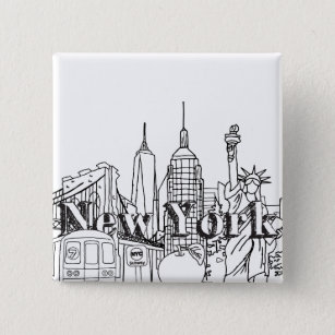 Downtown NYE New York Vacation Souvenirs NYC Gift 15 Cm Square Badge
