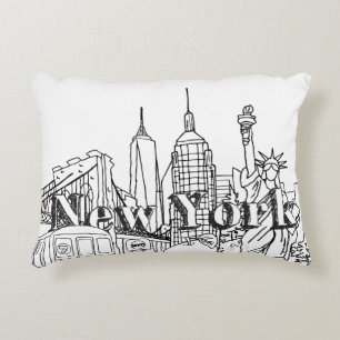 Downtown NYE New York Vacation Souvenirs NYC Gift Decorative Cushion