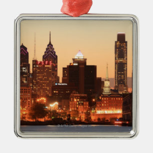 Downtown Philadelphia, Pennsylvania at sunset Metal Ornament