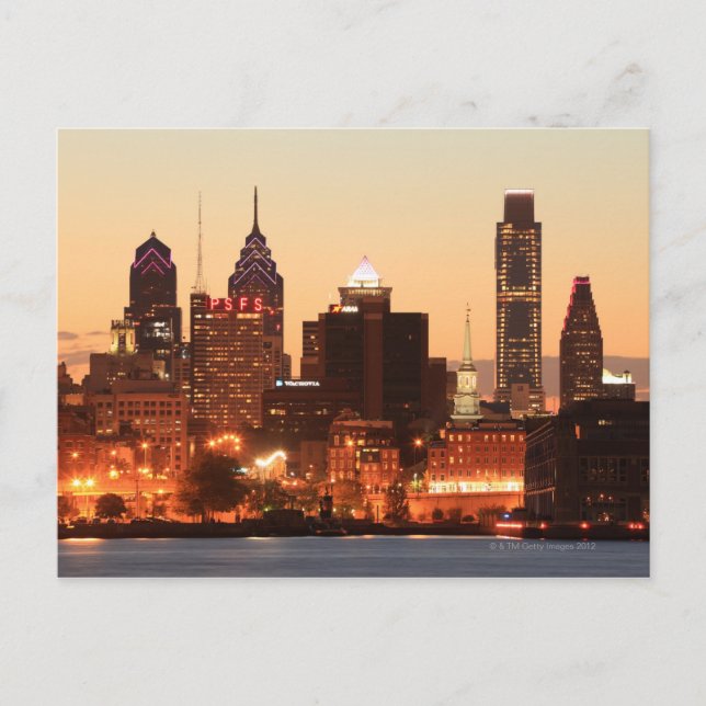 Downtown Philadelphia, Pennsylvania at sunset Postcard (Front)