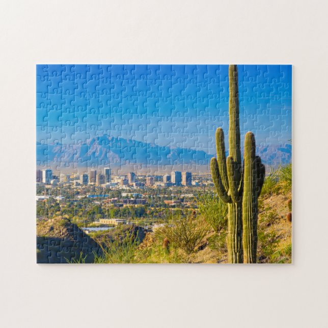 Downtown Phoenix Skyline Aesthetic Sunset Pictures Jigsaw Puzzle (Horizontal)