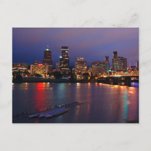 Downtown Portland at Night Postcard