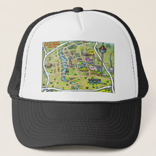 Downtown San Antonio Cartoon Map Trucker Hat