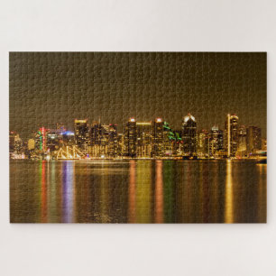 Downtown San Diego Skyline at night Jigsaw Puzzle