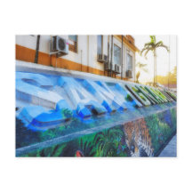 Downtown San Ignacio Belise Mural Post Card