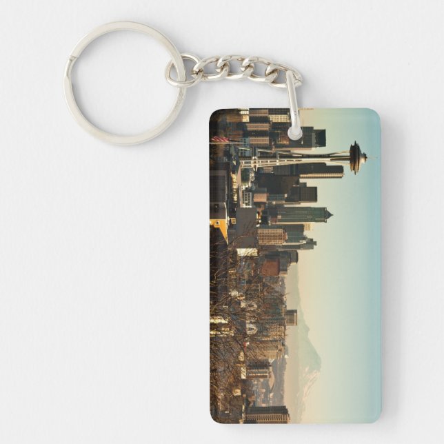 Downtown Seattle skyline and Space Needle Key Ring (Front)