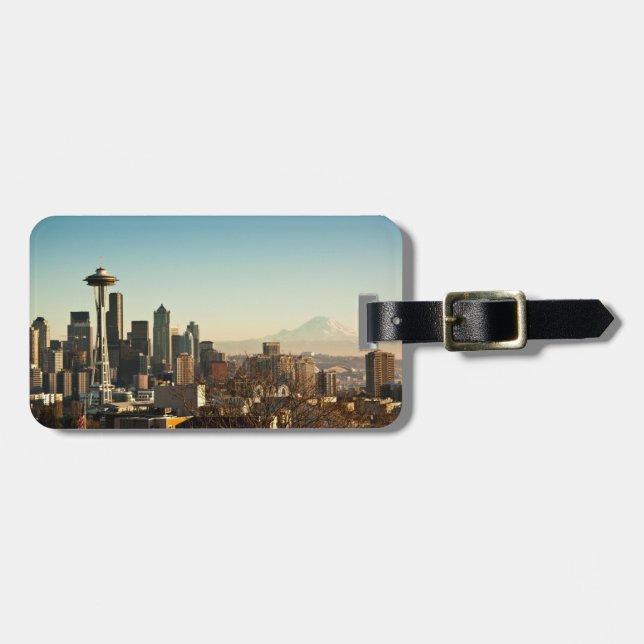 Downtown Seattle skyline and Space Needle Luggage Tag (Front Horizontal)