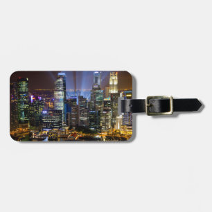 Downtown Singapore city at night Luggage Tag
