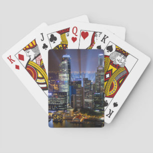 Downtown Singapore city at night Playing Cards