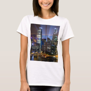 Downtown Singapore city at night T-Shirt