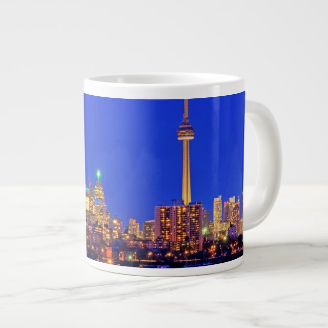 Downtown Toronto skyline at night Large Coffee Mug (Front Right)