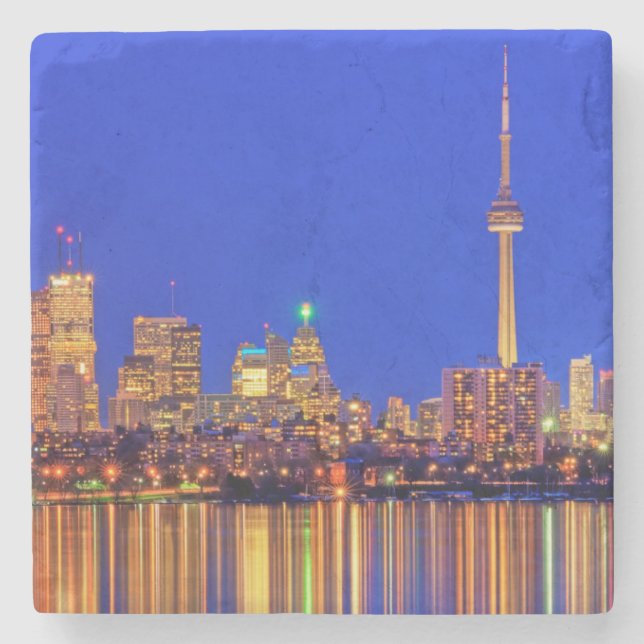 Downtown Toronto skyline at night Stone Coaster (Front)