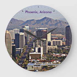 Downtown View of Phoenix, Arizona Large Clock