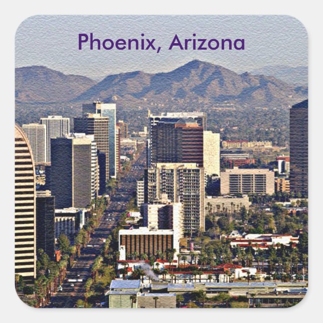 Downtown View of Phoenix, Arizona Square Sticker (Front)