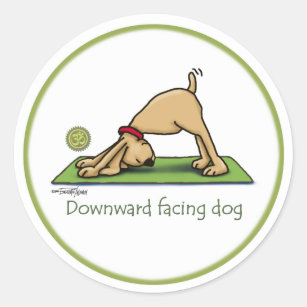 Downward Facing Dog Cartoon Classic Round Sticker