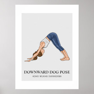 Downward-facing Dog Pose Yoga Fitness Woman Poster