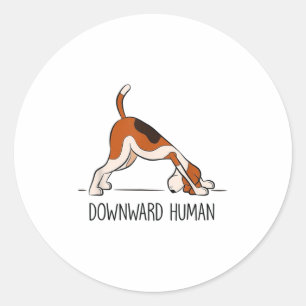 Downward Human - Men Womens Funny Dog Yoga Classic Round Sticker