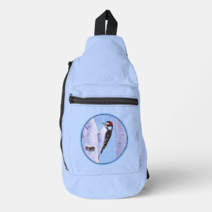 Downy Woodpecker Aspen Painting Original Bird Art Sling Bag